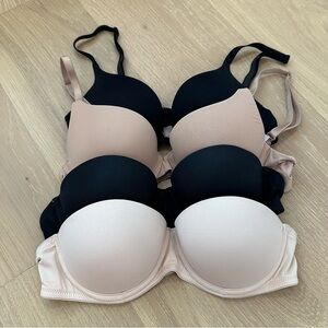 Victorias Secret PINK Tan Black Strapless Bra 32B XS Small Lingerie Tshirt Brown